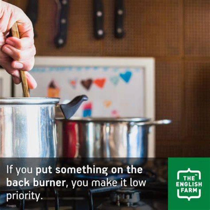 Back Burner, (Put Something On the) Idioms Online